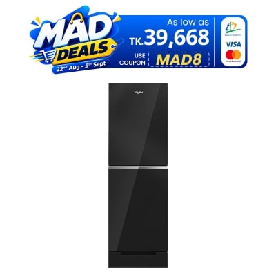 Picture of Whirlpool 257 Liter Glass Door Frost Refrigerator Freshmagic PRO Crystal Black