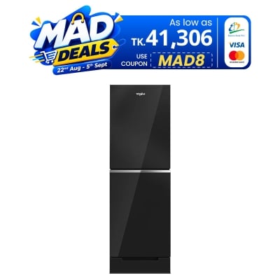 Picture of Whirlpool 278 Liter Glass Door Frost Refrigerator Freshmagic PRO Crystal Black