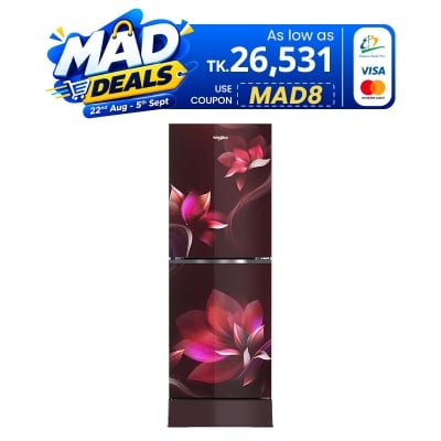Picture of Whirlpool Fresh Magic Pro 236 Liter Glass Door Floral X Frost Refrigerator