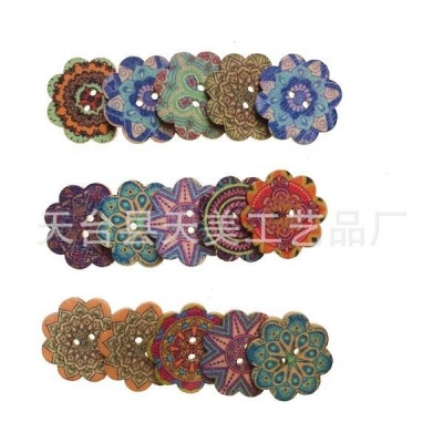 Picture of 28 Pcs 20/25mm Retro series Flower Wooden Buttons For Clothing DIY Sewing Buttons Scrapbooking Decor Craft Accessories
