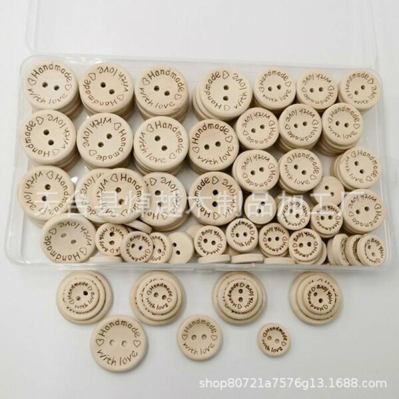 Picture of 15 PCS Wooden Buttons, Handmade Buttons Wooden Craft Buttons Round 2 Hole Buttons DIY Buttons Wood Sewing Buttons Natural Wooden Buttons for Sewing Cardigans Knitting Baby Sweaters 15mm 20mm 25mm