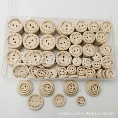 Picture of 15 PCS Wooden Buttons, Handmade Buttons Wooden Craft Buttons Round 2 Hole Buttons DIY Buttons Wood Sewing Buttons Natural Wooden Buttons for Sewing Cardigans Knitting Baby Sweaters 15mm 20mm 25mm