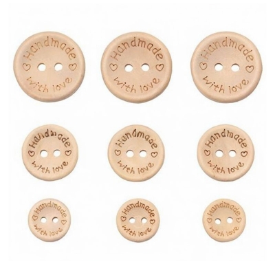 Picture of 15 PCS Wooden Buttons, Handmade Buttons Wooden Craft Buttons Round 2 Hole Buttons DIY Buttons Wood Sewing Buttons Natural Wooden Buttons for Sewing Cardigans Knitting Baby Sweaters 15mm 20mm 25mm