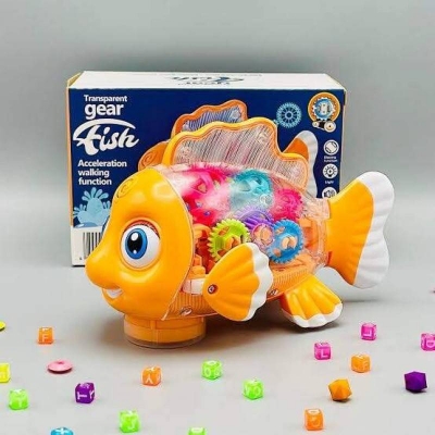 Picture of Transparent Concept Fish Toy Electric Mechanical Gear Fish with Colorful Light and Charming Music, Moving Gears, Great Birthday Gift Little Kids for Boys Girls - Multicolor