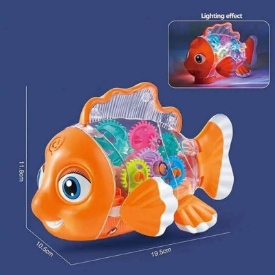 Picture of Transparent Concept Fish Toy Electric Mechanical Gear Fish with Colorful Light and Charming Music, Moving Gears, Great Birthday Gift Little Kids for Boys Girls - Multicolor