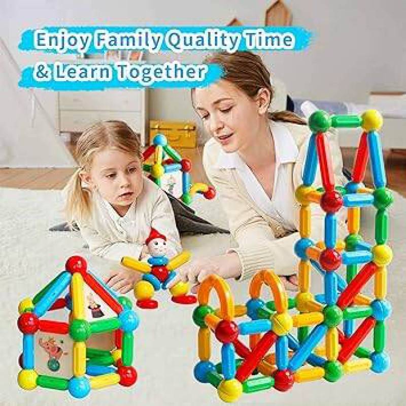 Picture of Magnetic Balls and Rods Set 42 PCS Magnet Building Sticks Set, Educational Magnetic Building Blocks, STEM Stacking Construction Sticks Games Toys for Age 3+ Kids Toddlers Boys Girls