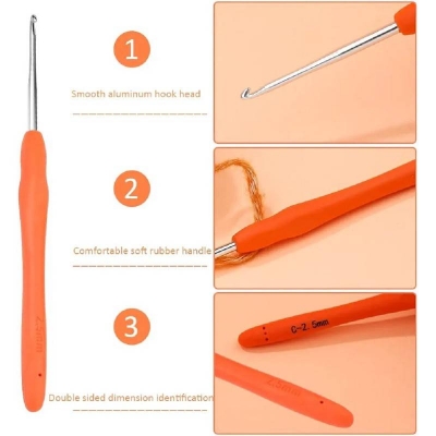 Picture of Crochet Hook, 2.5 mm,3.0 mmErgonomic Crochet Hook, Crochet Needles, Ergonomic Handle Crochet Hook, Knitting Needles with Soft Handle Beginners and Experienced Crochet Hobbyists (2.5 mm,3.0mm)