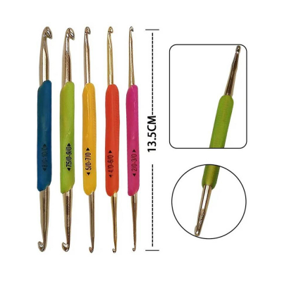 Picture of Double Side Crochet Hook For Knitting - 2/0 To 10/0 - 5 Pcs Set