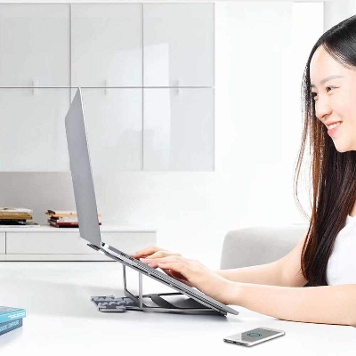 Picture of 1 pcs Adjustable Foldable Laptop Stand Holder For Portable Aluminum Desk Table Base Bracket Genetic Gadget - Laptop Table - Silver
