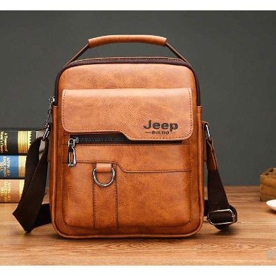 Picture of JEEP BULUO Brand Leather Men's Shoulder Crossbody Bags 9.7Inch Ipad Office Messenger Bag for Men Business Handbag Male Sling Bag - Gold