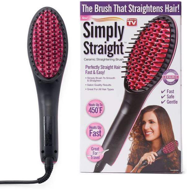 Picture of Simply Straight Ceramic Brush Hair Straightener - Black And Pink