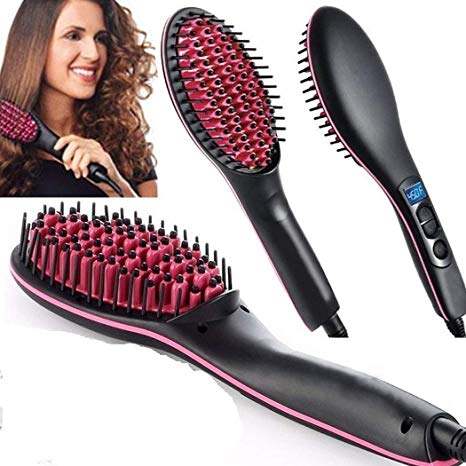Picture of Simply Straight Ceramic Brush Hair Straightener - Black And Pink