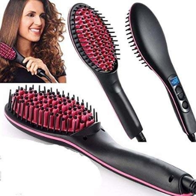 Picture of Simply Straight Ceramic Brush Hair Straightener - Black And Pink