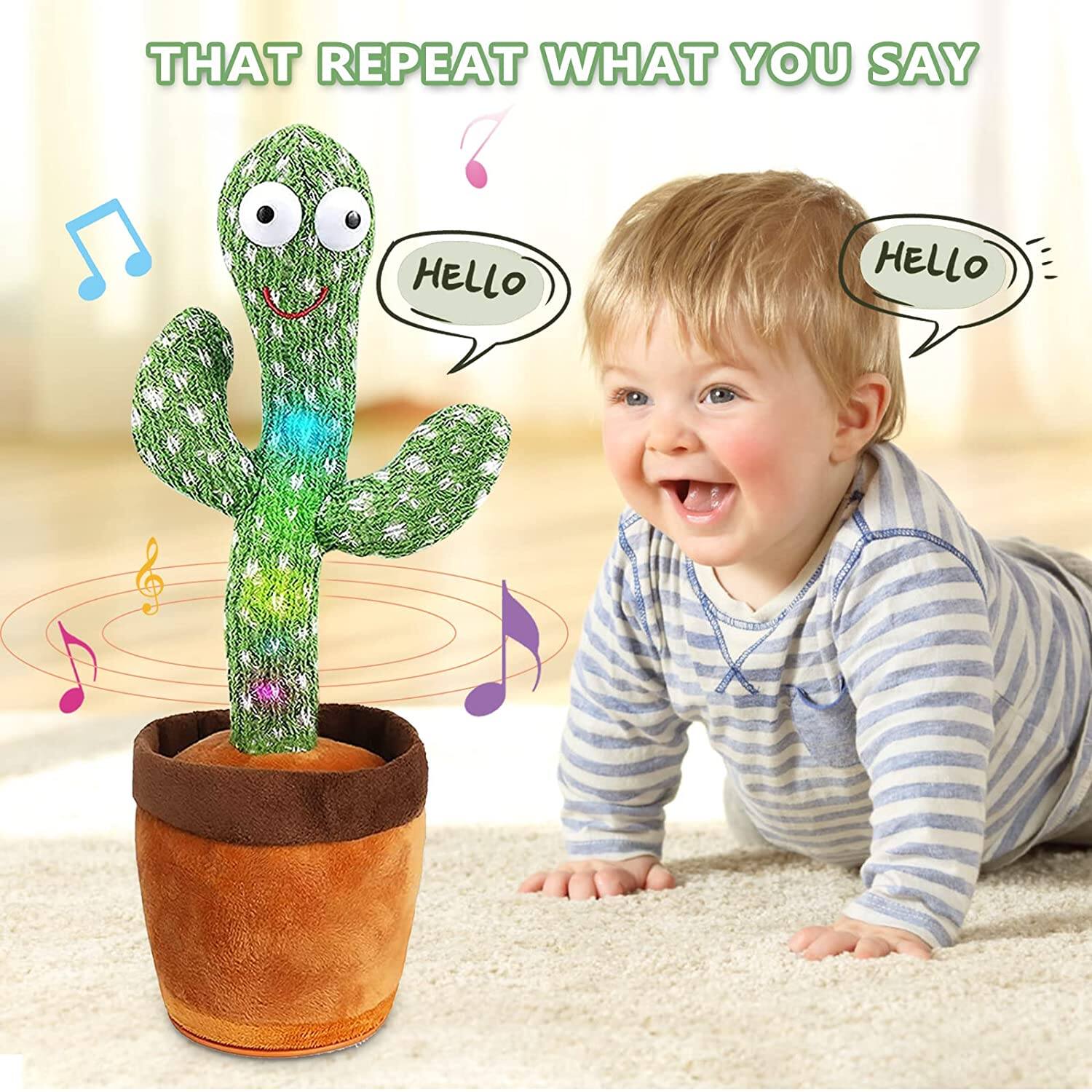Picture of TALKING AND DANCING CACTUS PLUSH TOYS, HOME & OFFICE DECORATION SHOW PIECES (120 SONGS & RECHARGEABLE) - Green