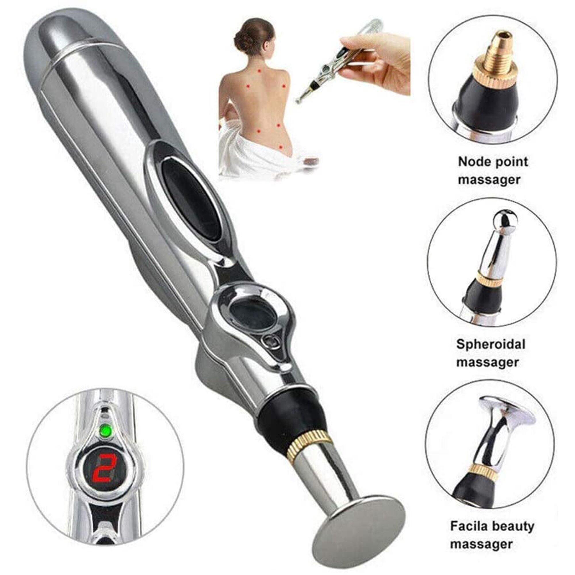 Picture of JvGood Therapy Pen Meridian Energy Heal Electronic Acupuncture Massage Pain Relief Pens Acupuncture Pen Electric Acupressure Therapy Pressure Point Healing Pen for Personal Health Beauty - Silver