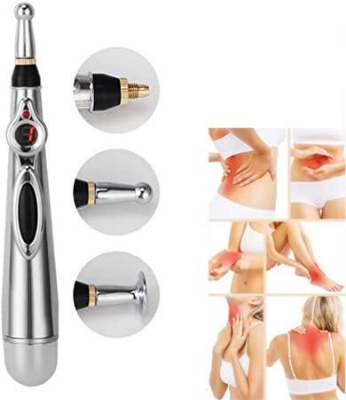 Picture of JvGood Therapy Pen Meridian Energy Heal Electronic Acupuncture Massage Pain Relief Pens Acupuncture Pen Electric Acupressure Therapy Pressure Point Healing Pen for Personal Health Beauty - Silver