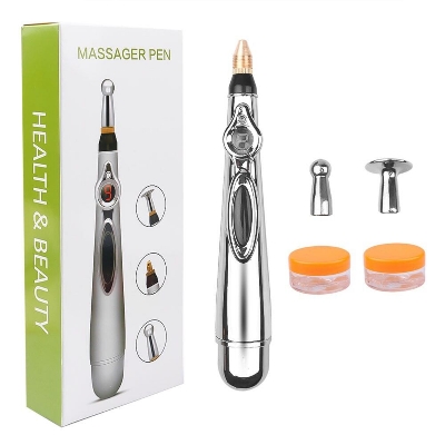 Picture of JvGood Therapy Pen Meridian Energy Heal Electronic Acupuncture Massage Pain Relief Pens Acupuncture Pen Electric Acupressure Therapy Pressure Point Healing Pen for Personal Health Beauty - Silver