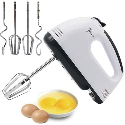 Picture of Scarlett Electric 7 Speed Hand Mixer with 4 Pieces Stainless Blender, Bitter for Cake/Cream Mix, Food Blender, Beater for Kitchen || Beater for Cake, white - White