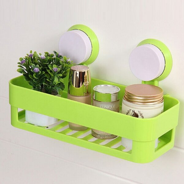 Picture of 1 Piece Plastic Bathroom Kitchen Corner Storage Rack Organizer Shower Shelf - Green