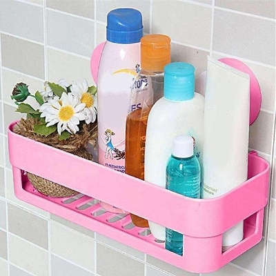 Picture of 1 Piece Plastic Bathroom Kitchen Corner Storage Rack Organizer Shower Shelf - Green
