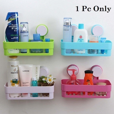Picture of 1 Piece Plastic Bathroom Kitchen Corner Storage Rack Organizer Shower Shelf - Green