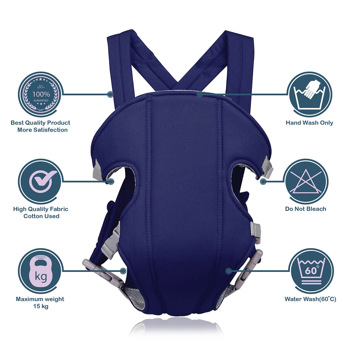 Picture of 4-in-1 Baby Carrier With Comfortable Cushioned Head Support & Buckle Straps Multicolor- 0-6month - Multicolor