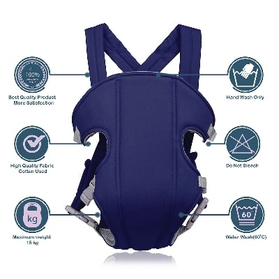 Picture of 4-in-1 Baby Carrier With Comfortable Cushioned Head Support & Buckle Straps Multicolor- 0-6month - Multicolor