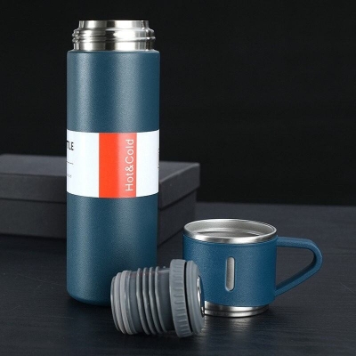 Picture of 500ml Vacuum Flask Set Stainless Steel Drinking Metal Water Bottle Gift High Quality Vacuum Flask Bottle - Multicolor