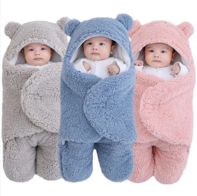 Picture of Baby Sleeping Bag Ultra-Soft Fluffy Fleece Newborn Receiving Blanket - Multicolor