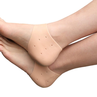 Picture of Silicone Gel Heel Pad Socks for Pain Relief for Men and Women (Beige, Free Size)
