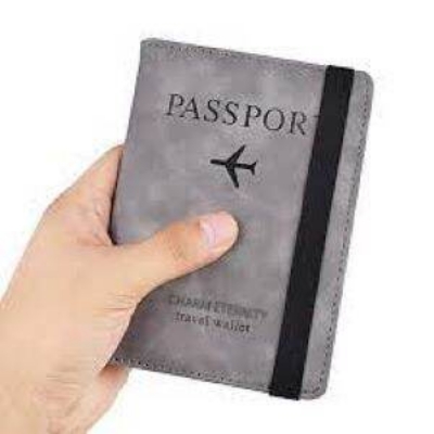 Picture of Elastic Band Leather Passport Cover Blocking For Cards Travel Passport Holder Wallet - Light Ash