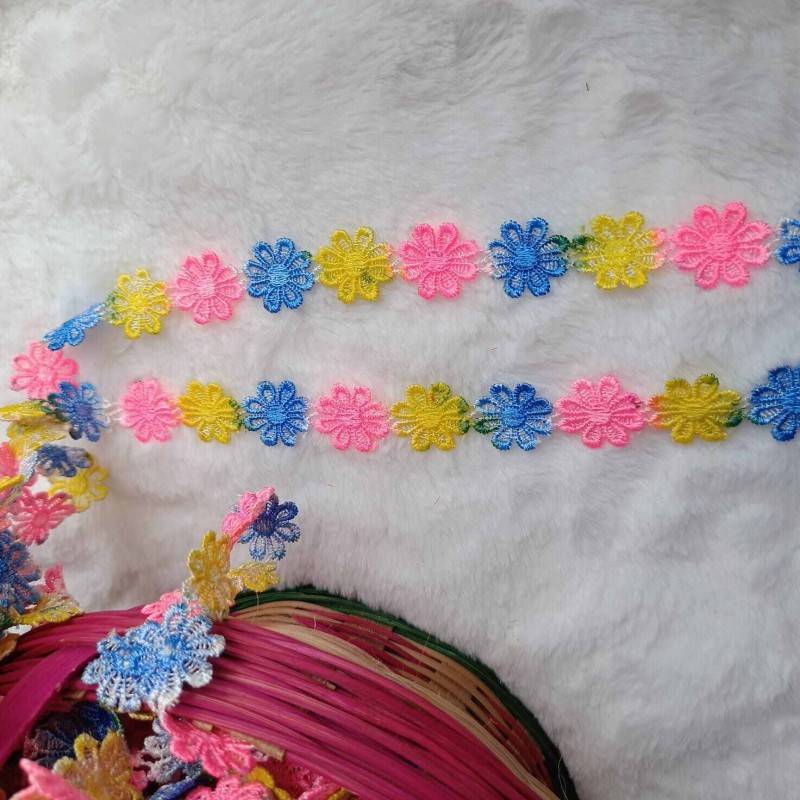 Picture of 1 Set 5 Yards Decorating Lace Flower Embroidered Trim Ribbons for Sewing or Craft Decoration
