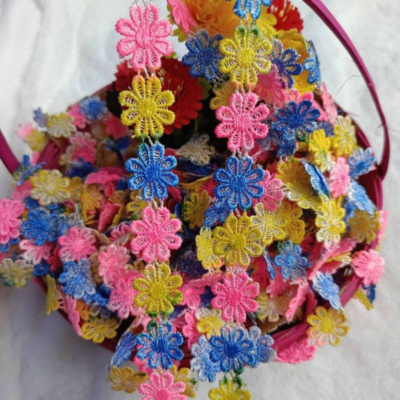 Picture of 1 Set 5 Yards Decorating Lace Flower Embroidered Trim Ribbons for Sewing or Craft Decoration