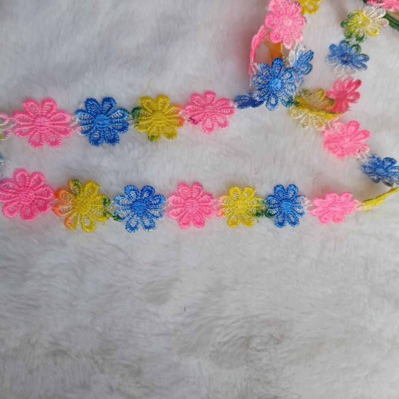 Picture of 1 Set 5 Yards Decorating Lace Flower Embroidered Trim Ribbons for Sewing or Craft Decoration