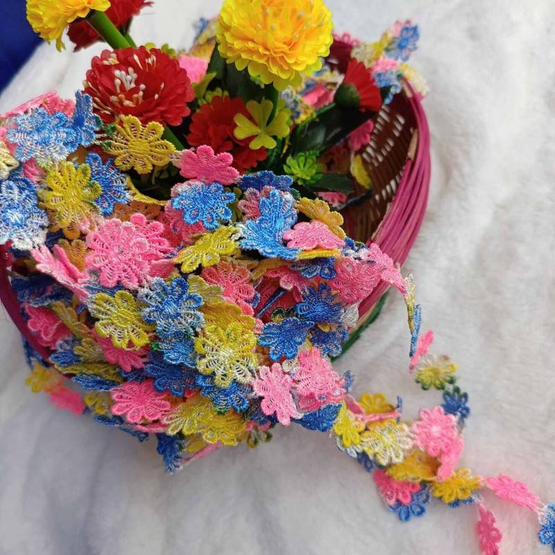 Picture of 1 Set 5 Yards Decorating Lace Flower Embroidered Trim Ribbons for Sewing or Craft Decoration