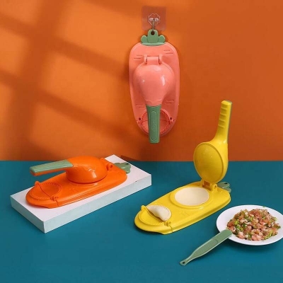 Picture of 2 In 1 Plastic Manual Pitha Maker Dumpling Momo Maker Molds Dough Dumpling Press Tool Chinese Jiaozi Mold Cooking Wrapper Dumpling Maker Kitchen Tools - Cake Decoration Tools