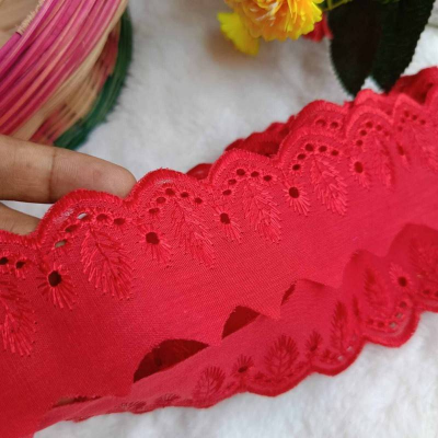 Picture of 5 Yards Fashion Elastic Net Lace Embroidery Cotton Polyester Tc Lace Trim for Wedding Dress Fabric Home Textile Curtain Garment Accessories for Dubai Fabric