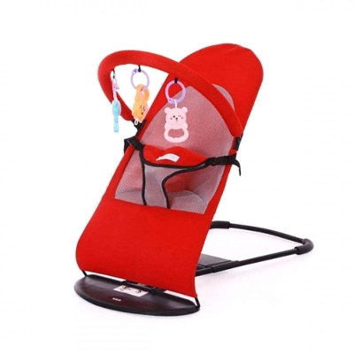 Picture of Foldable Soft Newborn Baby Bouncing Chair Seat Safety Balanced Bouncer with Toys - Red