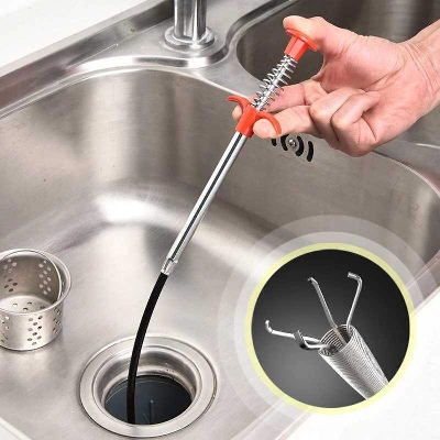 Picture of Spring Pipe cleaning Cable Drain Snake Spring Pipe Dredging Tool Dredge Unblocker Drain Clog Tool for Kitchen Sink Sewer Cleaning Hook Water Sink Accessories - Red
