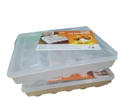 Picture of 20 Grids Single Layer Egg Storage Container Box With Lid Household Egg Container Refrigerator Food Storage Box - White