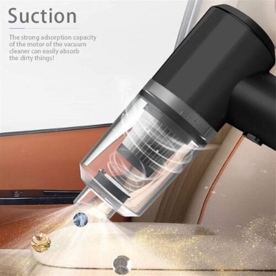 Picture of 2 in 1 Wireless Portable Mini Vacuum Cleaner with Led Lights for Car and Home Cleaning - car accessories - Black