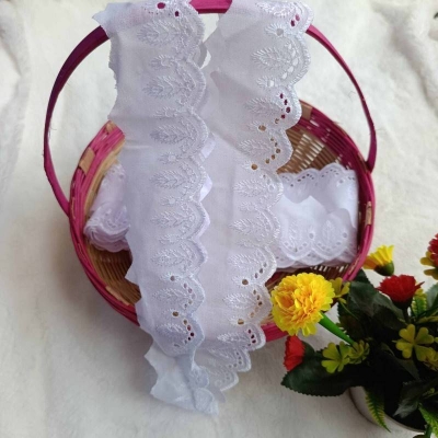 Picture of 5 Yards Fashion Elastic Net Lace Embroidery Cotton Polyester Tc Lace Trim for Wedding Dress Fabric Home Textile Curtain Garment Accessories for Dubai Fabric