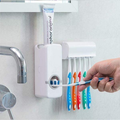 Picture of Automatic Toothpaste Dispenser with Toothbrush Holder - Multicolor