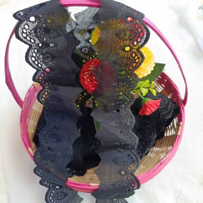 Picture of 5 Yards Fashion Elastic Net Lace Embroidery Cotton Polyester Tc Lace Trim for Wedding Dress Fabric Home Textile Curtain Garment Accessories for Dubai Fabric