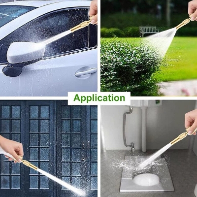 Picture of High Pressure Water Gun Household Pure Copper Direct Spray Gun Flower Watering Tool Adjustable Pressure Washer - Gold