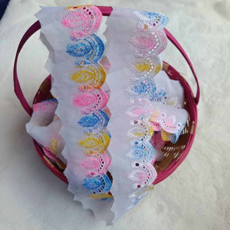 Picture of 5 Yards Fashion Elastic Net Lace Embroidery Cotton Multicolor Polyester Tc Lace Trim for Wedding Dress Fabric Home Textile Curtain Garment Accessories for Dubai Fabric