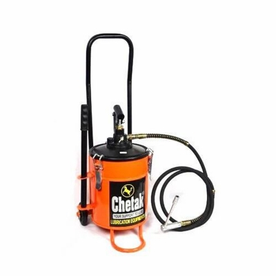Picture of Chetak Hand Operated Grease pump / Grease Bucket with Trolley Wheels (5kg, Orange)-Orange