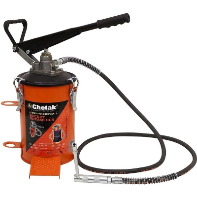 Picture of Chetak Hand Operated Grease pump / Grease Bucket with Trolley Wheels (20 kg, Orange) India-Orange