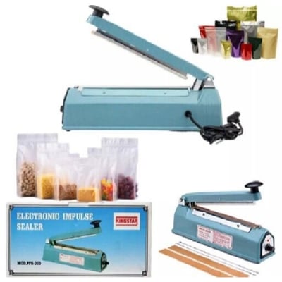Picture of Sealer Machine For Plastic Bags Packeging-8 Inch Kingstar Impulse Heat Sealer Machine For Sealing Plastic Bag Hand Sealing Machine Poly Bag Sealer Machine Electric Sealer Machine PFS-200-Blue