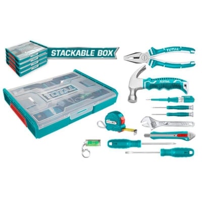 Picture of Stackable Toolbox TOTAL 11PCS HOUSEHOLD TOOLS SET-Green